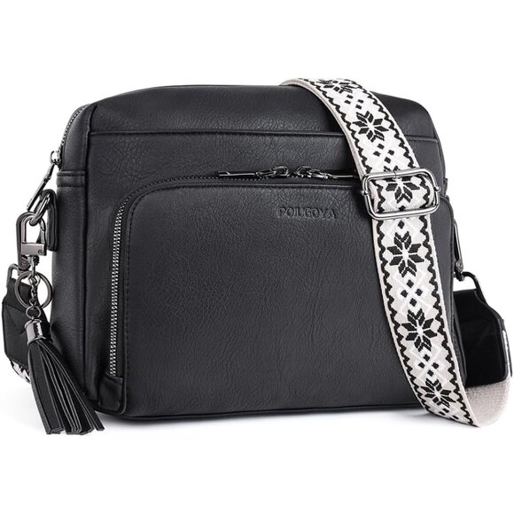 Versatile Vegan Leather Crossbody Bag: RFID Protection, 4 Pockets, Adjustable - Picture 1 of 7